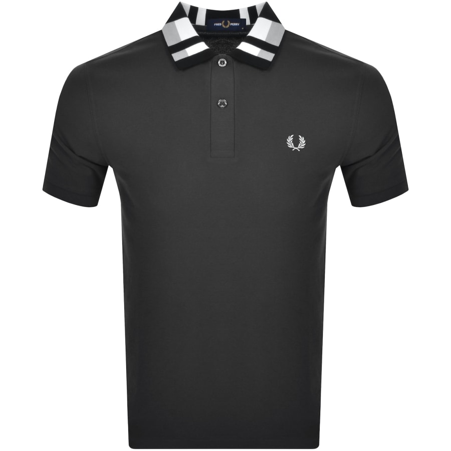 Fred Perry Checkerboard Polo T Shirt Grey